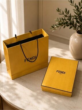 Fendi Yellow Gift Bag and Box Set